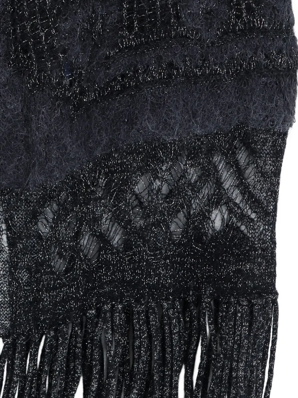 Mes Demoiselles Metallic gebreide poncho met franje-afwerking Zwart