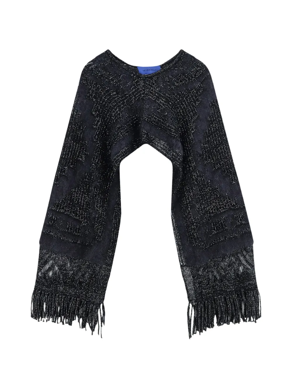 Mes Demoiselles fringe-trimmed metallic-knit poncho