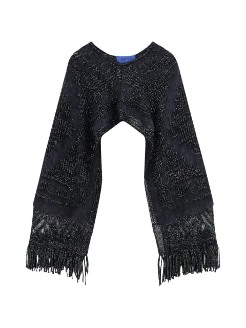 Mes Demoiselles fringe-trimmed metallic-knit poncho