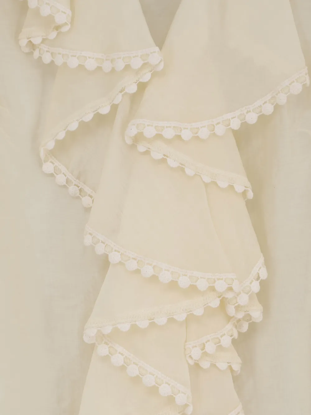 Actualee Ruffled Embroidered-trim Shirt In Neutral