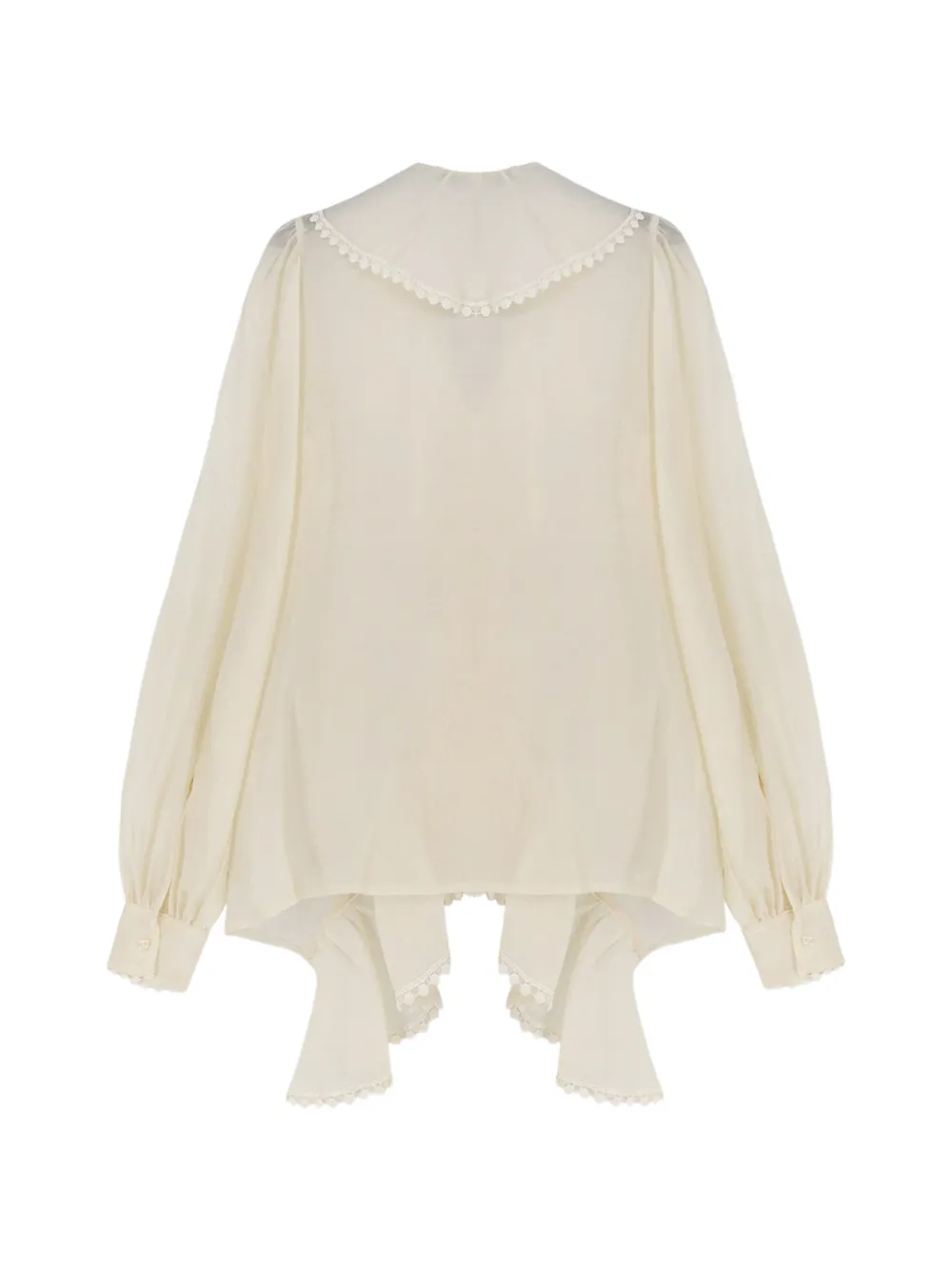 Actualee Ruffled Embroidered-trim Shirt In Neutral