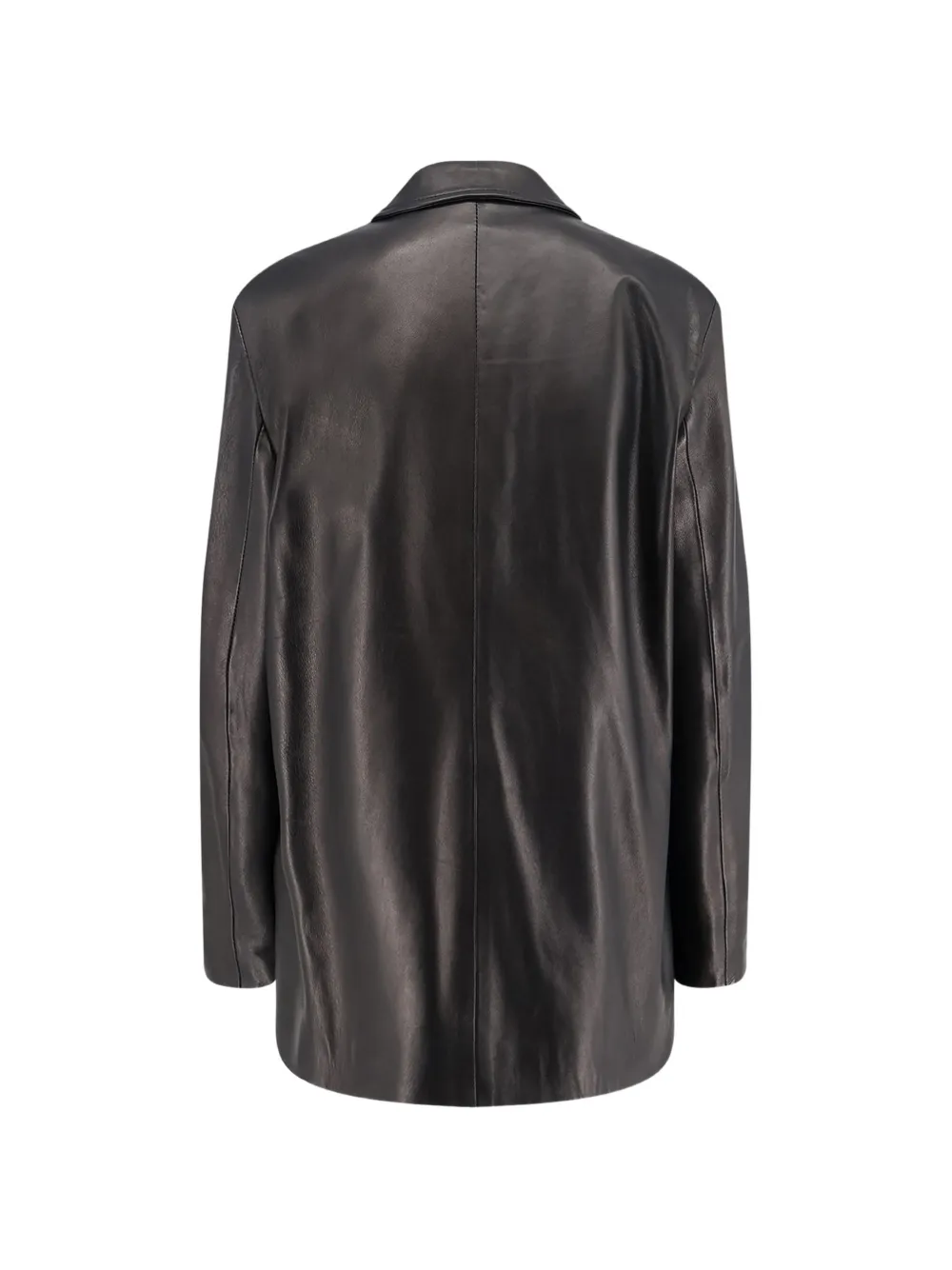 D Four Double-breasted Leather Jacket In Black