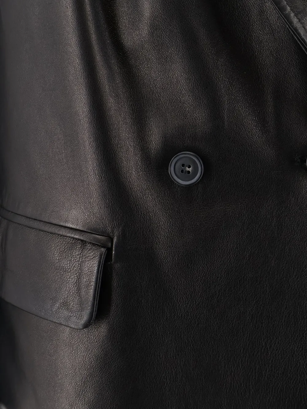 D Four Double-breasted Leather Jacket In Black
