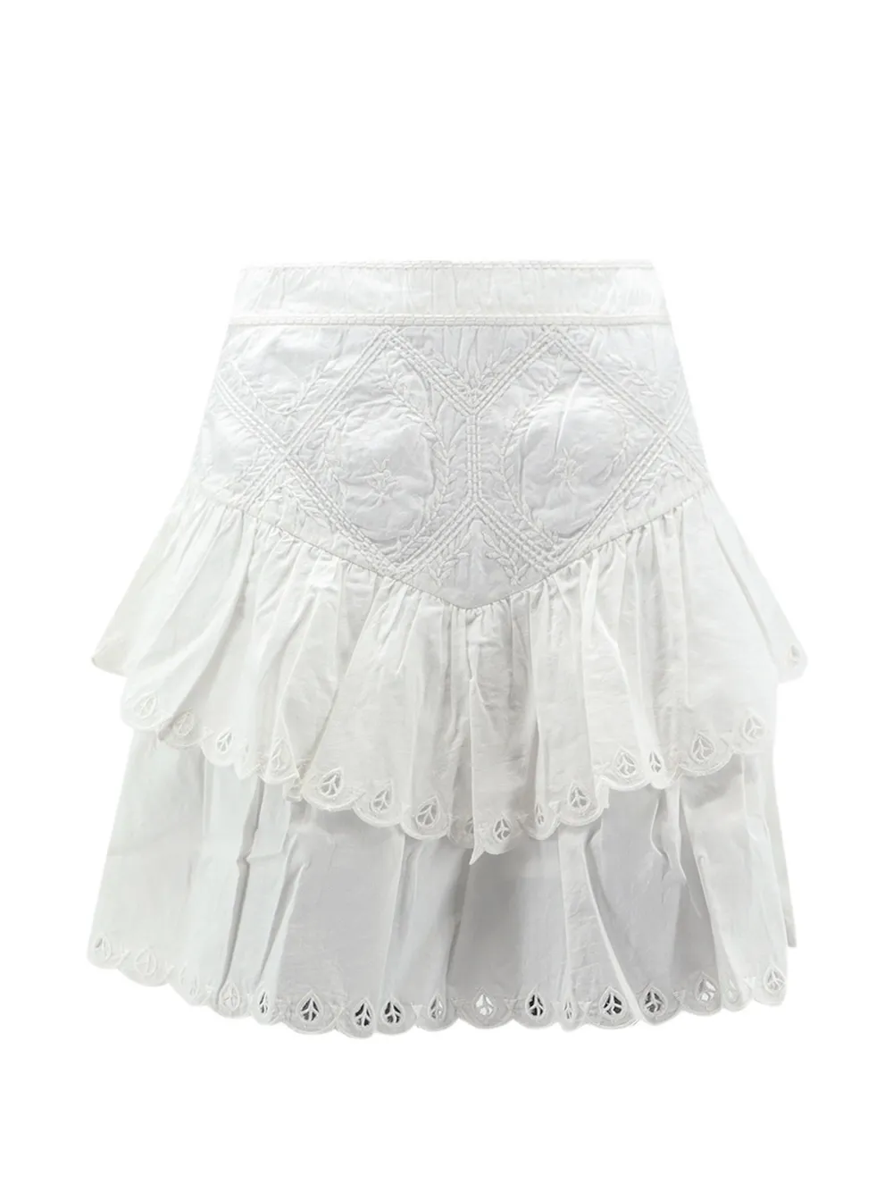 SCARLETT POPPIES Sovena embroidered ruffled skirt - Bianco