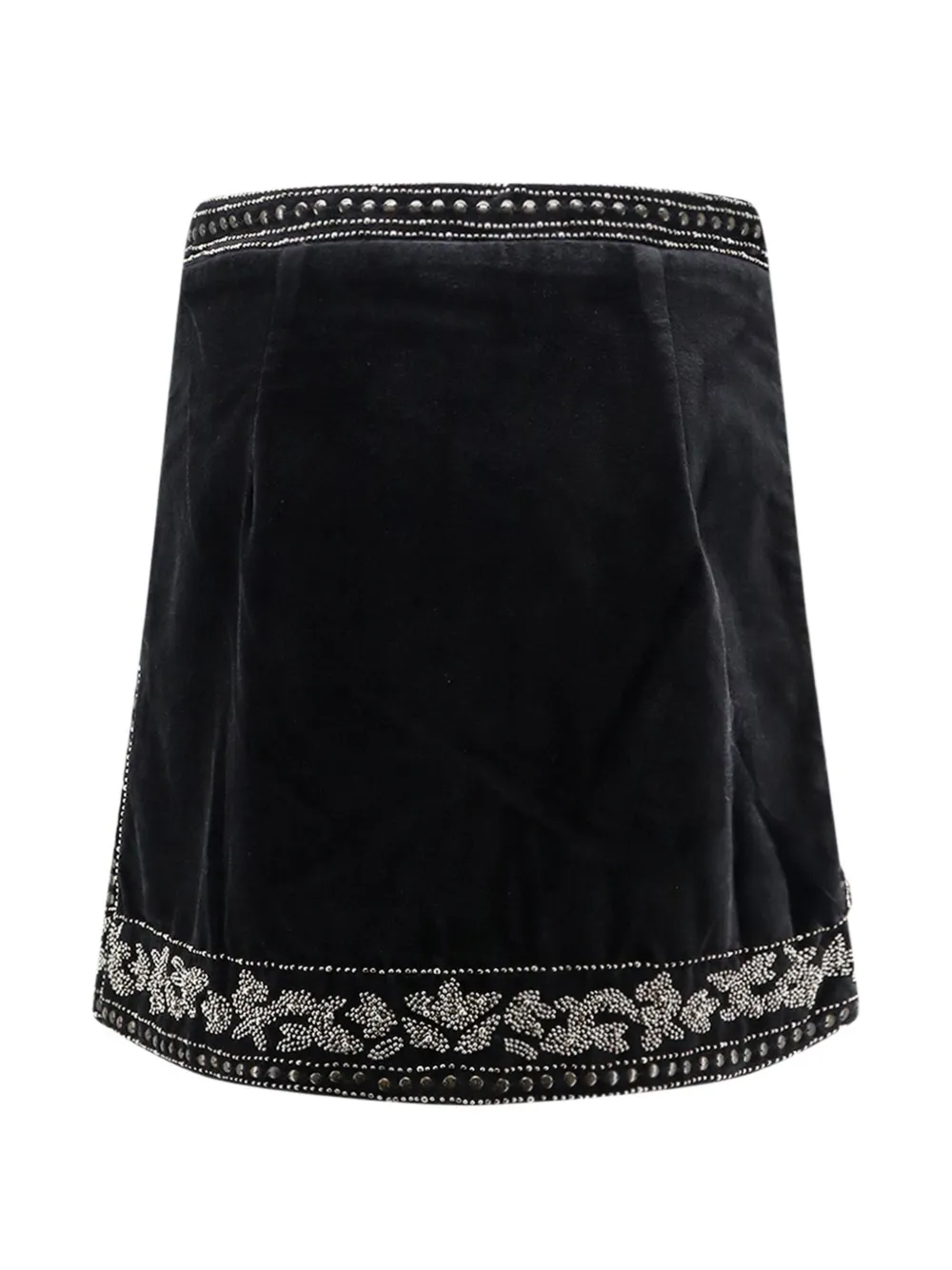 SCARLETT POPPIES mini Tova bead-embellished velvet skirt