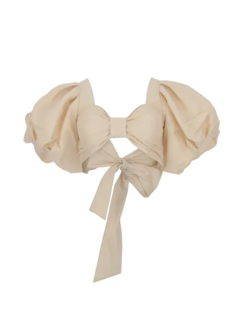 ACTUALEE draped puff-sleeve top