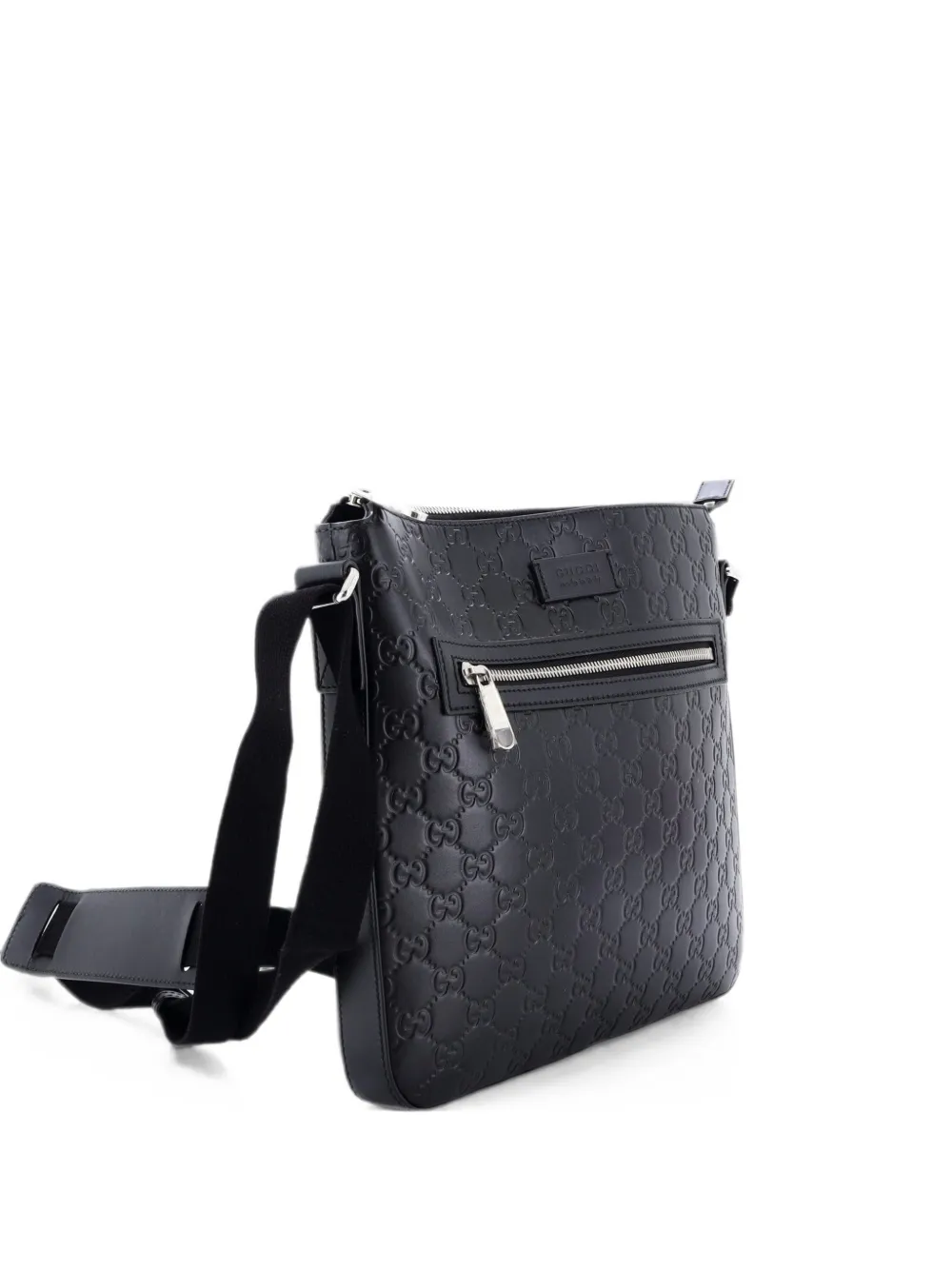 Gucci Pre-Owned Signature Zip Messenger Bag Guccissima Leather Medium crossbody bag - Nero