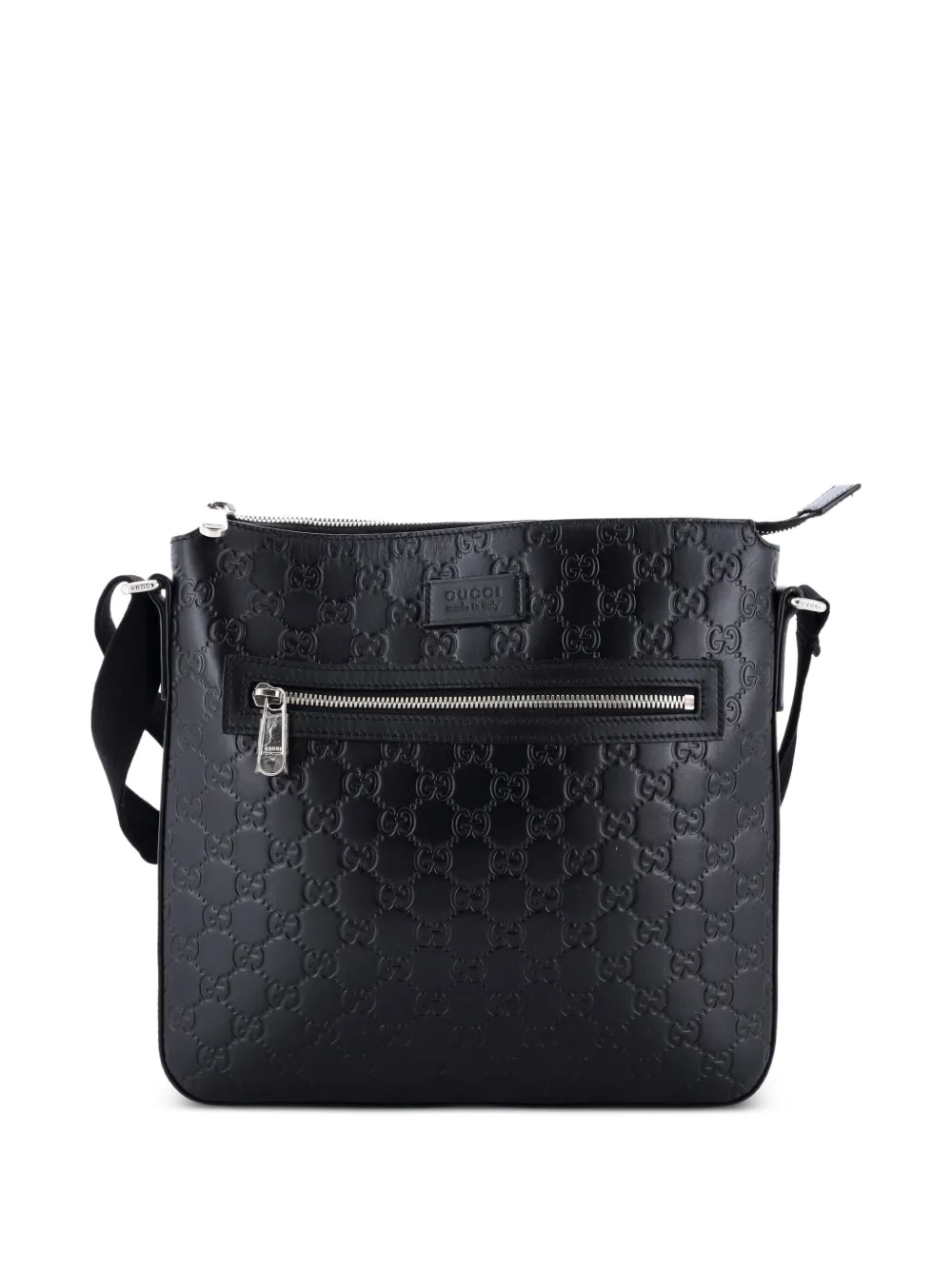 Gucci Pre-Owned Signature Zip Messenger Bag Guccissima Leather Medium crossbody bag - Nero