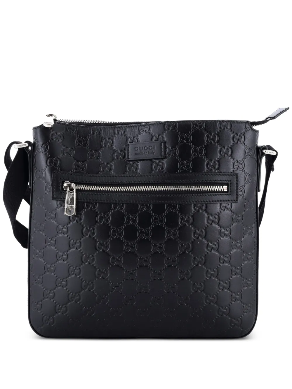 Gucci Pre-Owned Signature Zip Messenger Bag Guccissima Leather Medium crossbody bag - Nero