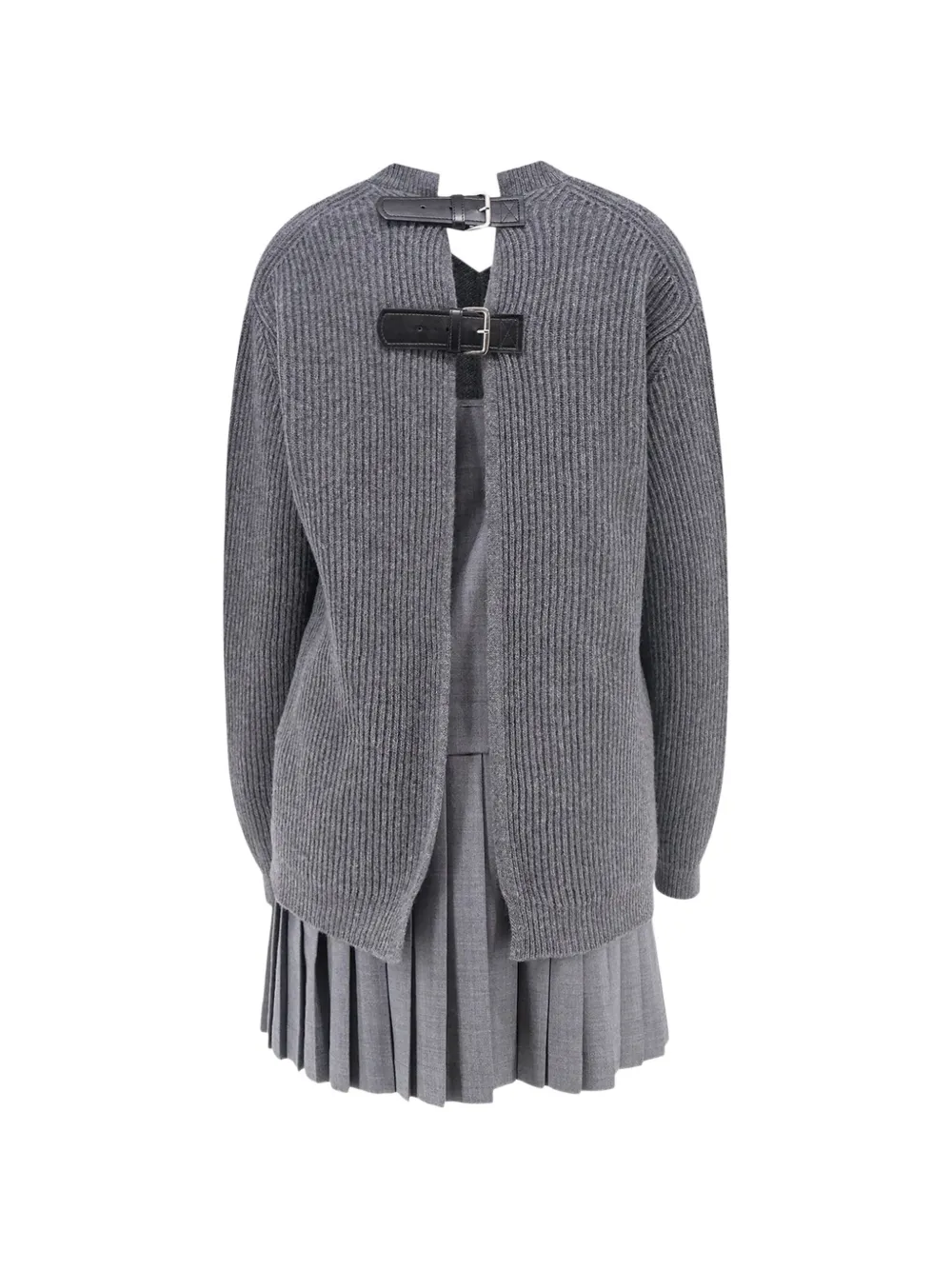 Semicouture Mini-jurk met plooien en gespsluiting Grijs