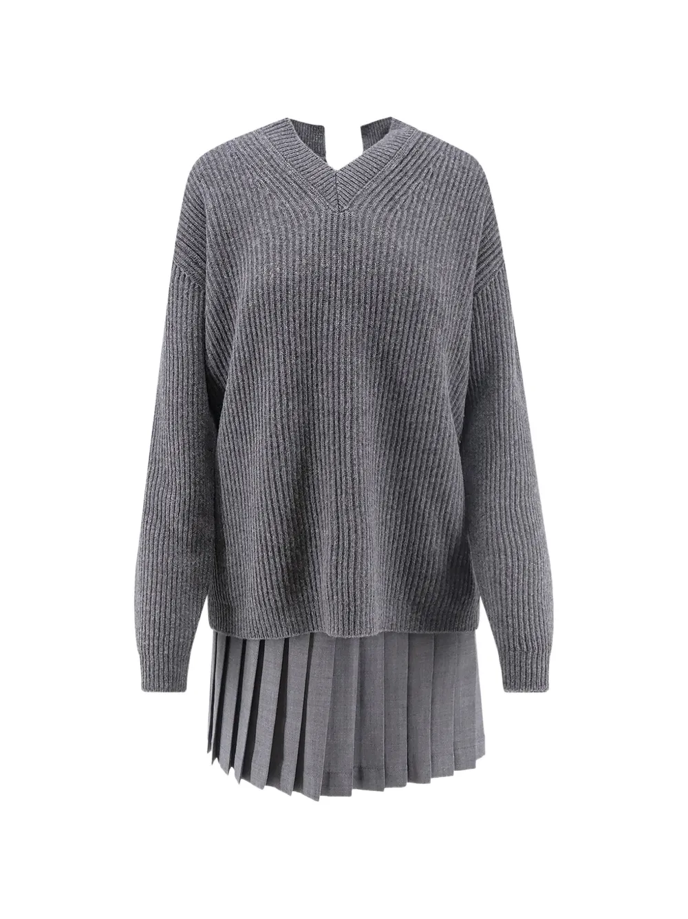 Semicouture buckle-fastening pleated mini dress - Grigio