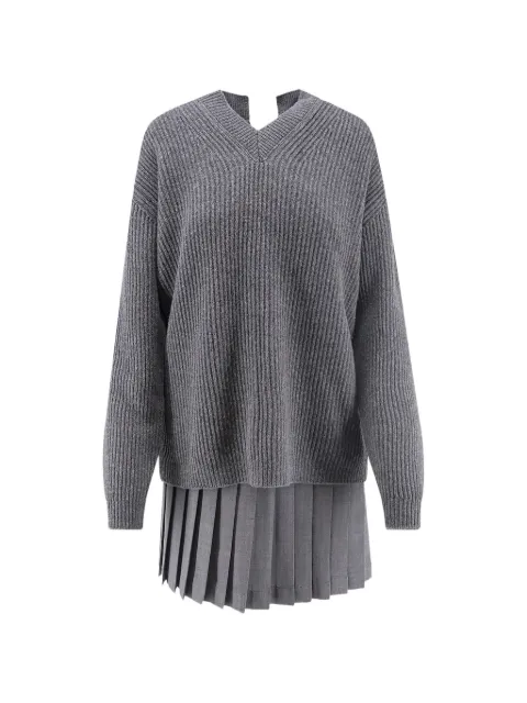 Semicouture buckle-fastening pleated mini dress