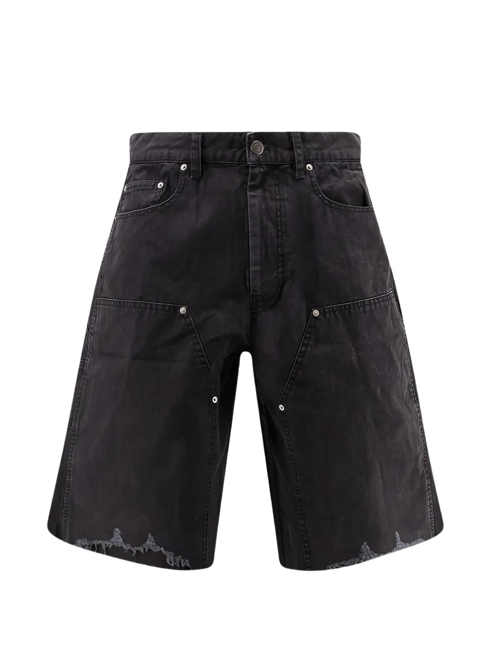 TONYWACK distressed-effect panelled shorts - Nero