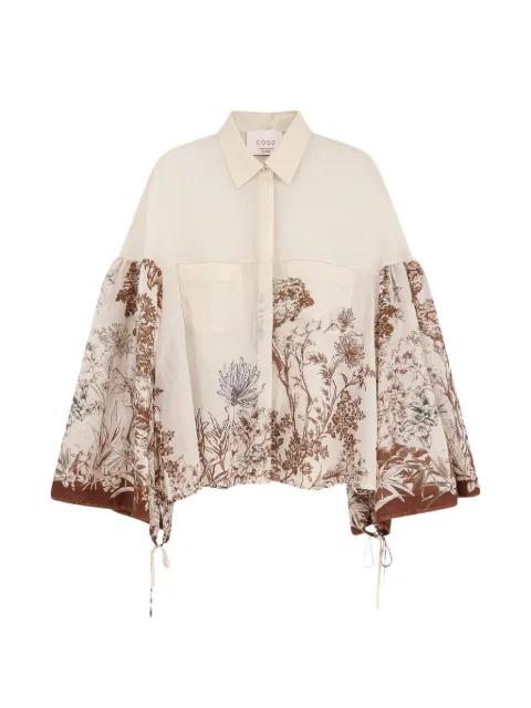 CO.GO floral-print flared-sleeve shirt