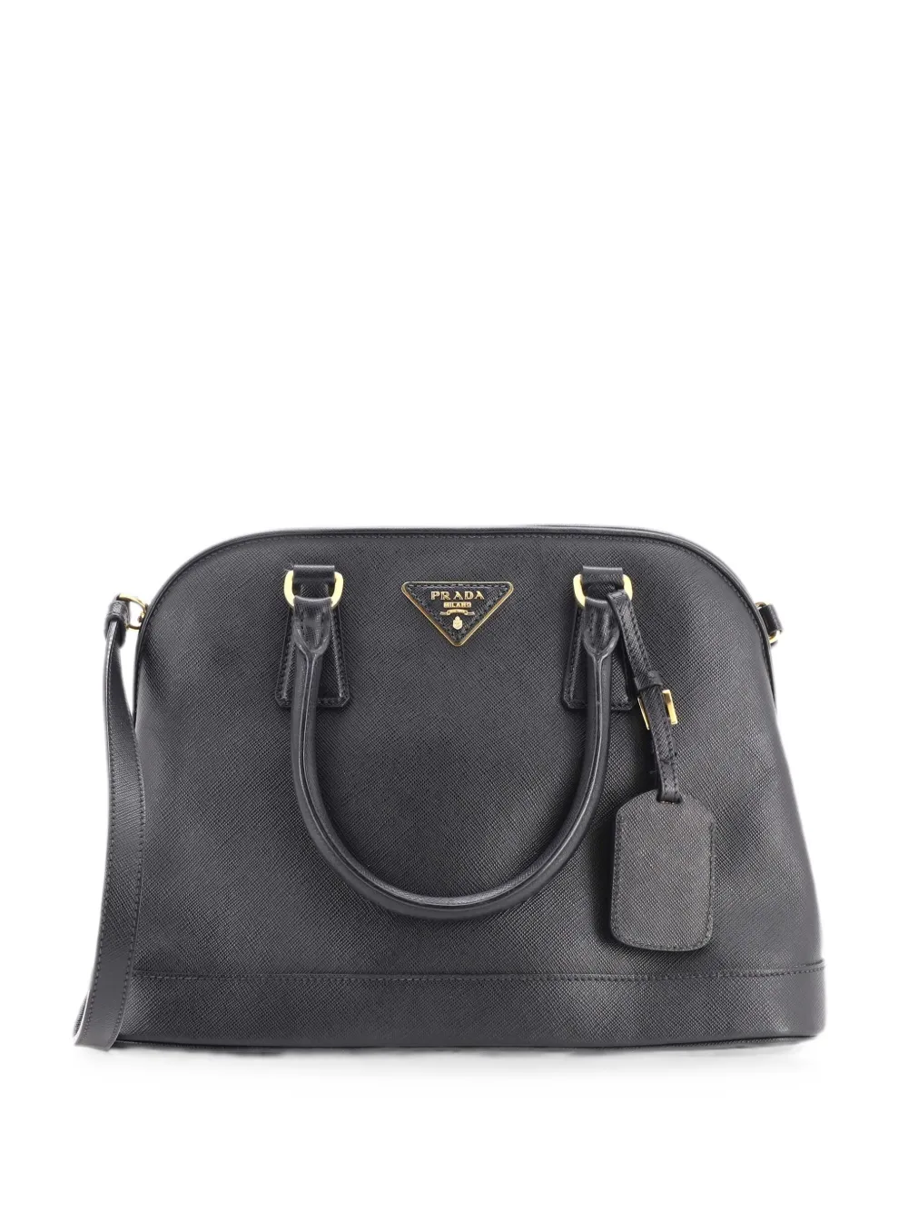 Pre-owned Prada Open Promenade Bag Saffiano Leather Medium Tote Bag In Black