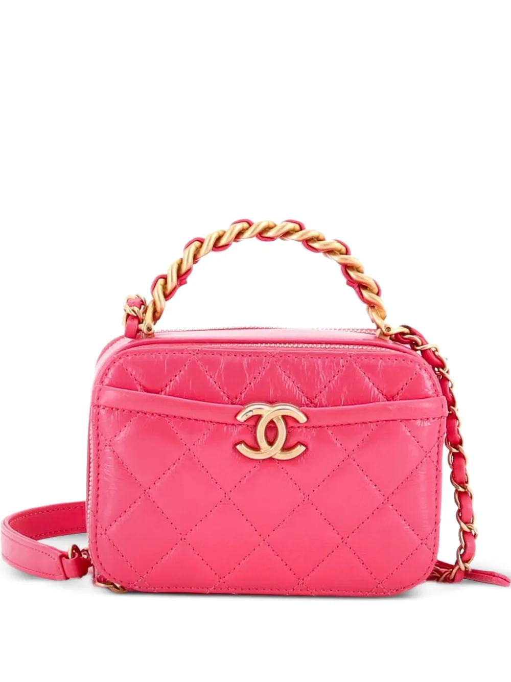CHANEL Pre-Owned Pick Me Up Logo Handle Vanity Case Quilted Caviar Mini shoulder bag - Rosa