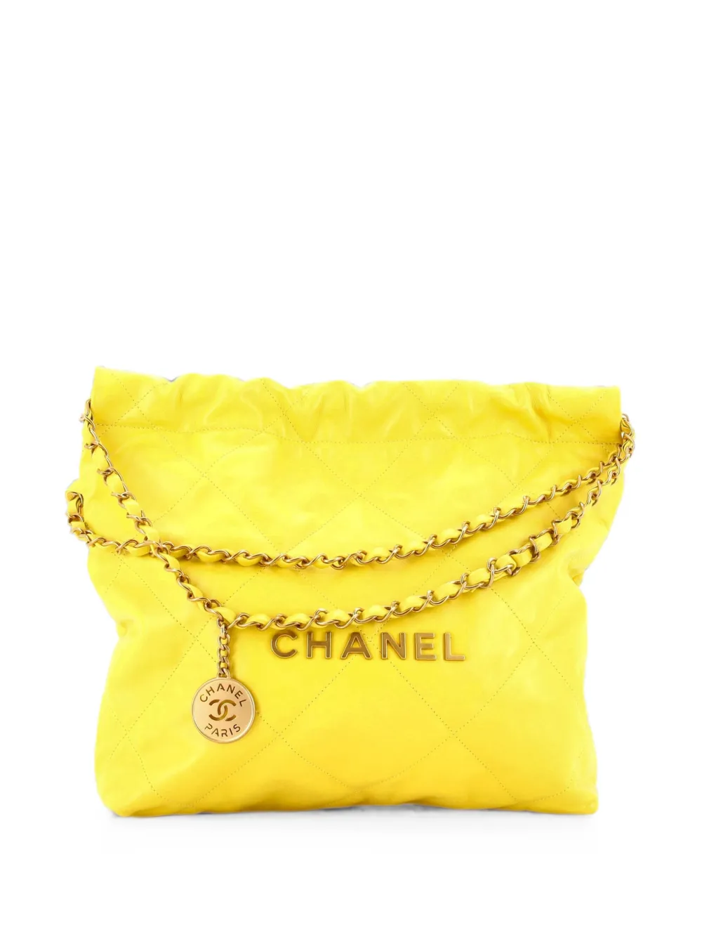 CHANEL Pre-Owned 22 Chain Quilted Calfskin Small hobo bag - Yellow