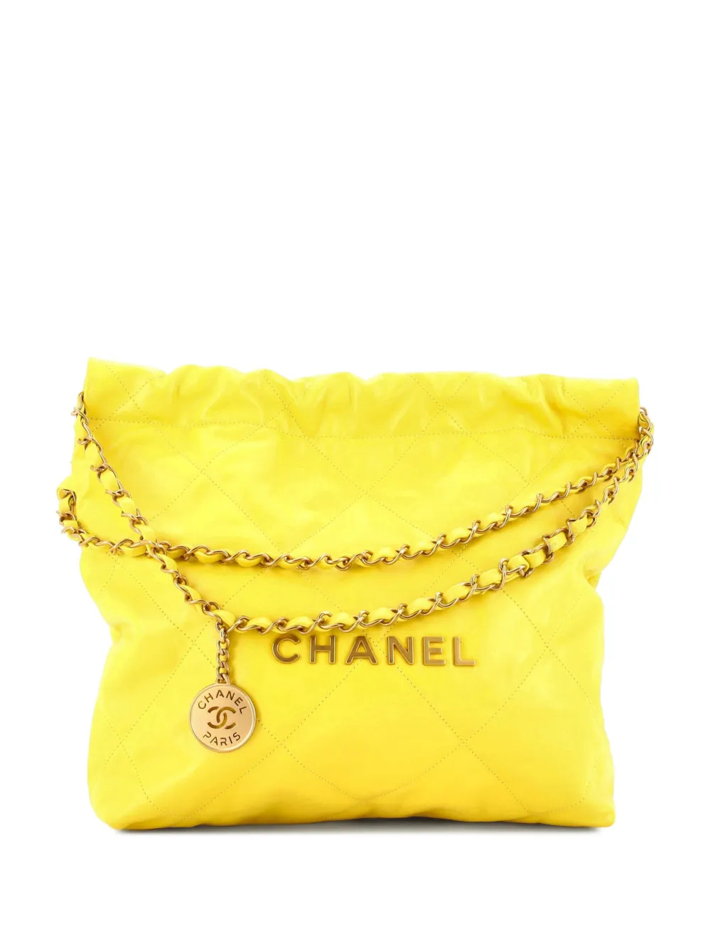 CHANEL Pre-Owned 22 Chain Quilted Calfskin Small hobo bag - Giallo