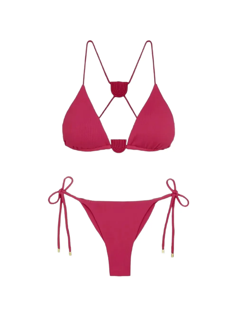 Vix Paula Hermanny Firenze Yara Textured Tie-side Bikini In Red