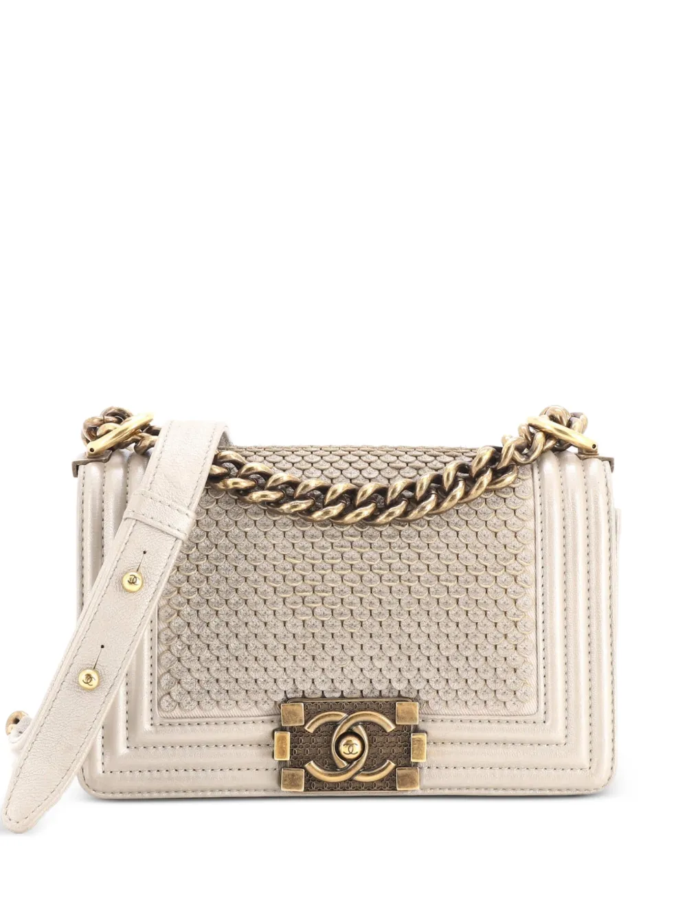 CHANEL Pre-Owned Boy Flap Bag Scaled Lambskin Small crossbody bag - Toni neutri