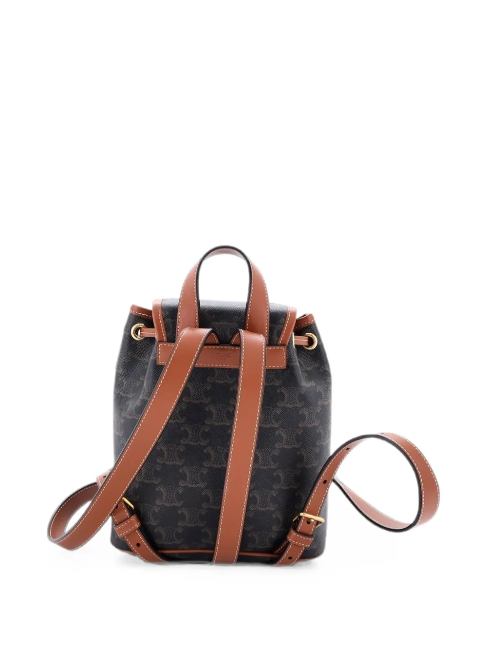 Pre-owned Celine Folco Triomphe Coated Canvas Mini Backpack In Brown