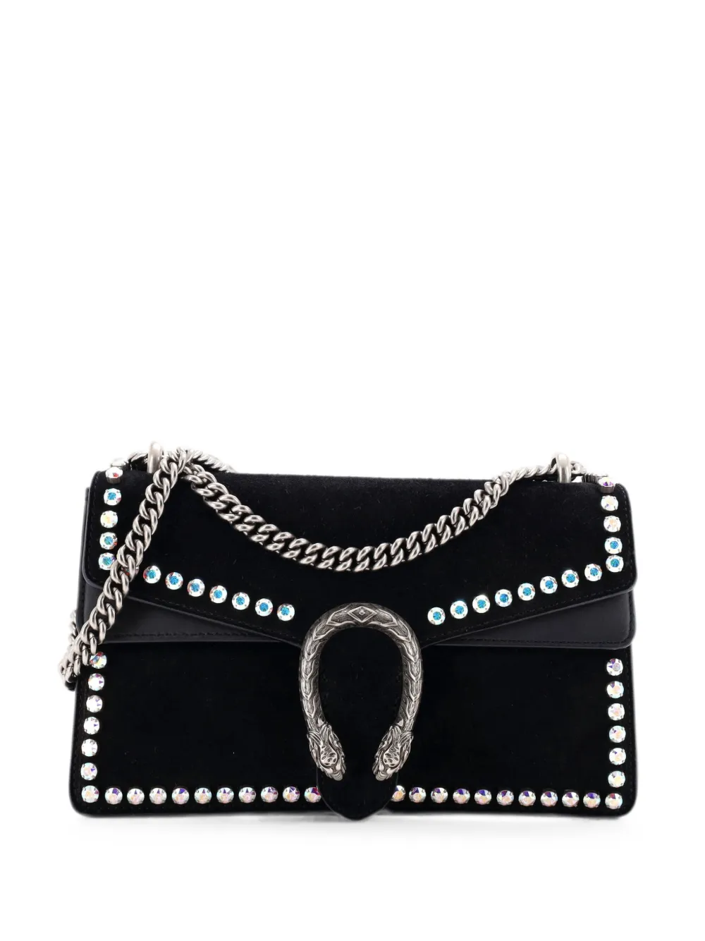 Gucci Pre-Owned Dionysus Bag Crystal Embellished Suede Small shoulder bag - Black