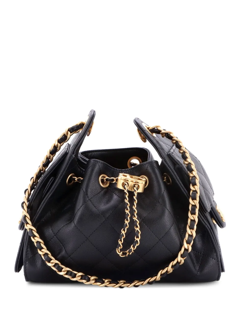 CHANEL Pre-Owned Gesteppte Caviar Mini-Beuteltasche 25cm - Schwarz