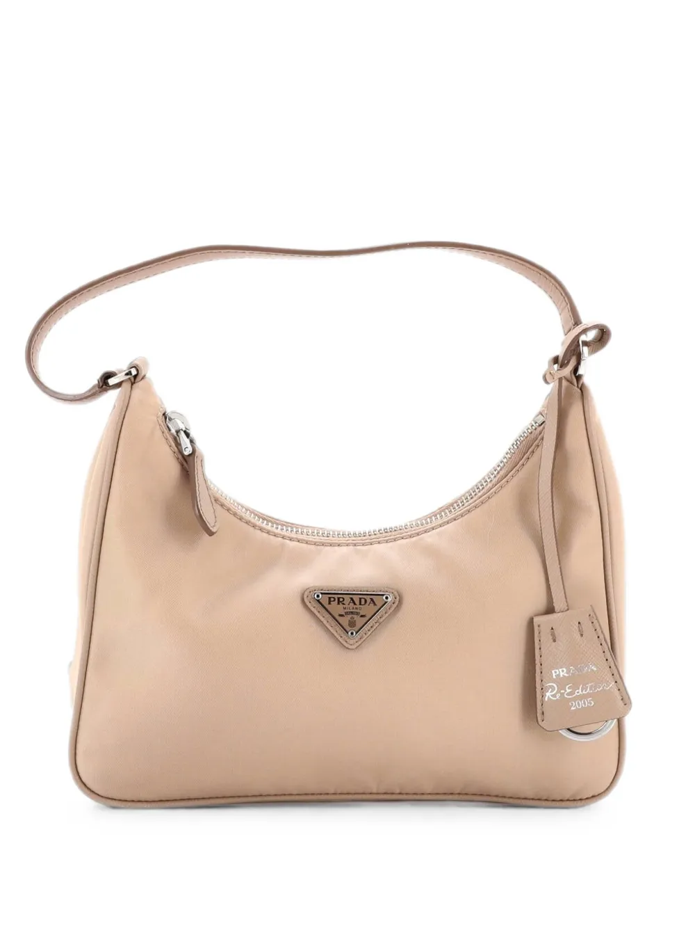 Prada Pre-Owned Re-Edition 2005 Tessuto with Saffiano Leather Mini hobo bag - Toni neutri