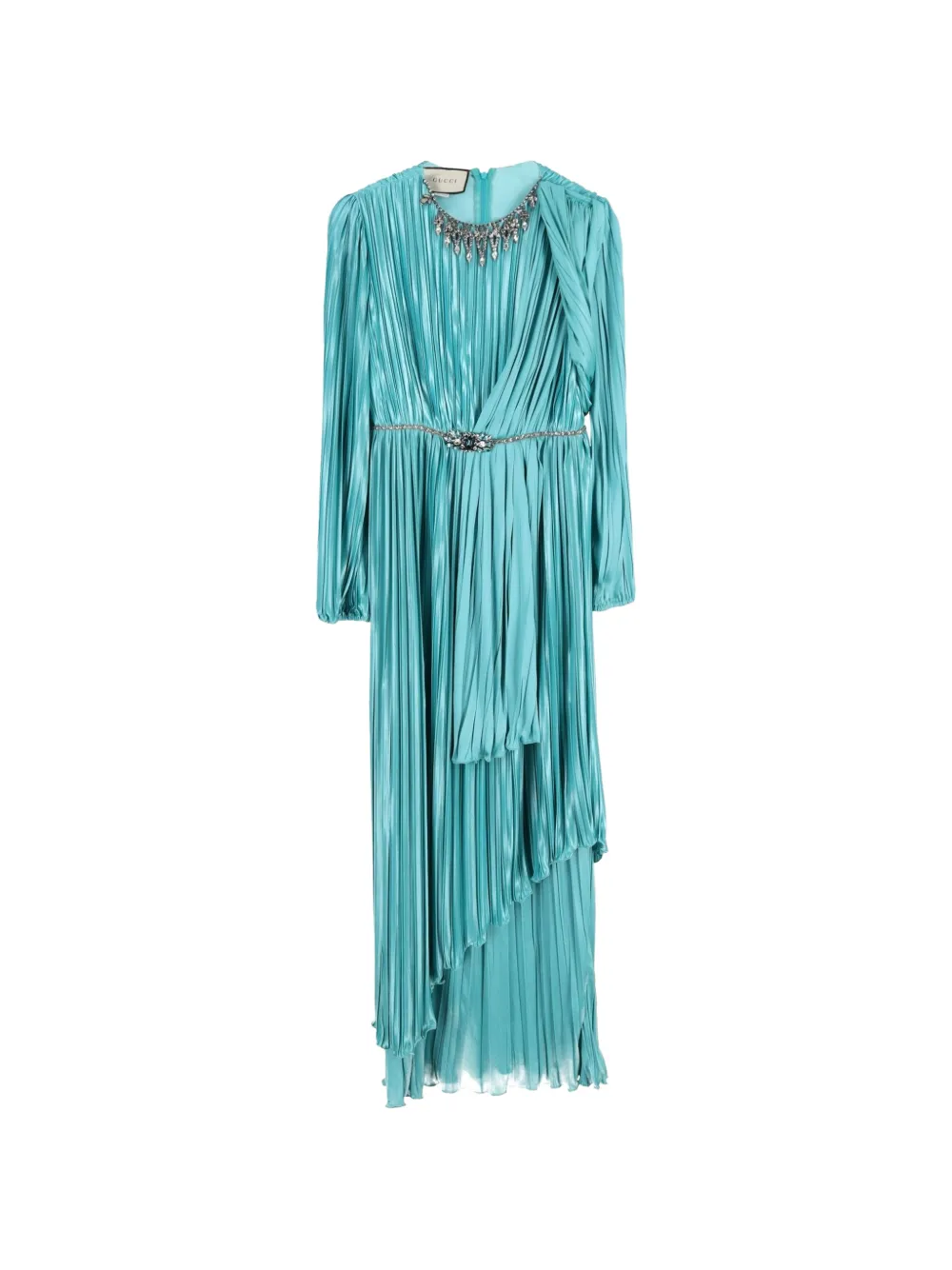 Gucci Pre-Owned crystal-embellished pleated dress - Blue