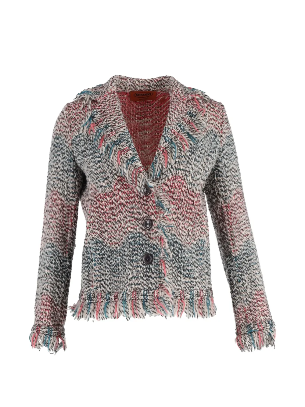 Pre-owned Missoni Knitted Fringed Wool Jacket In Blue