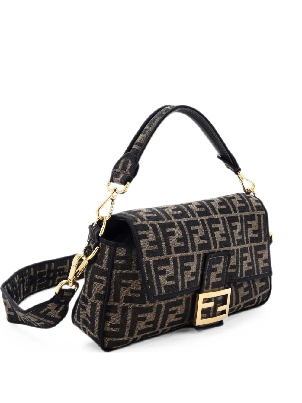 Fendi Pre-Owned Baguette NM Bag Zucca Canvas Medium shoulder bag - Black