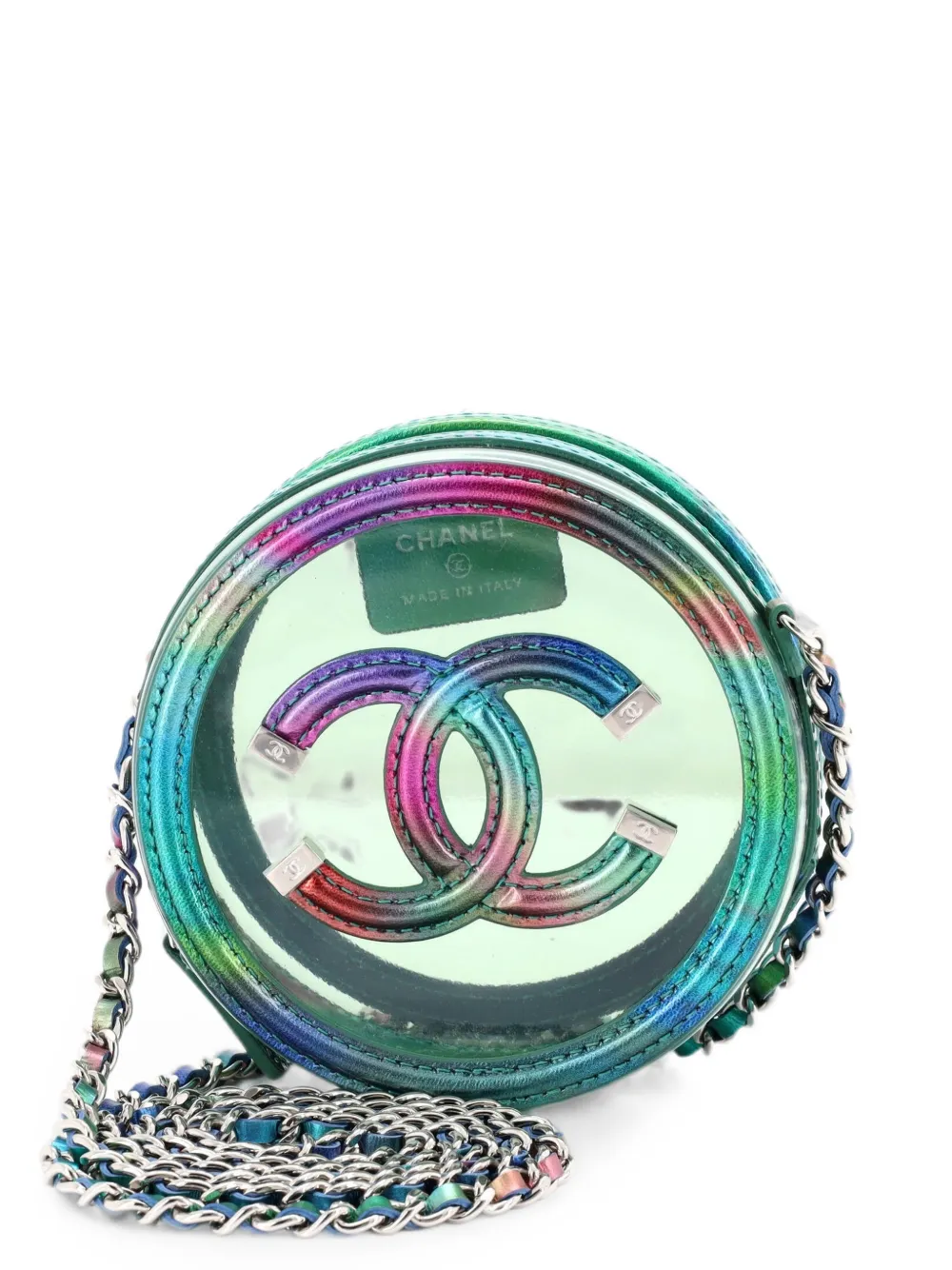 CHANEL Pre-Owned Filigree Round Clutch with Chain PVC with Lambskin Mini crossbody bag - Blu
