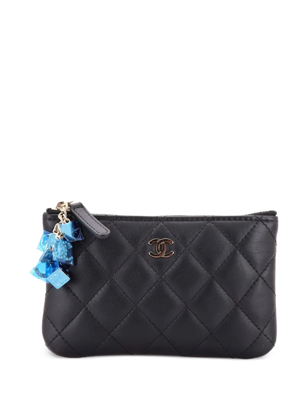 CHANEL Pre-Owned Mini Classic O Case Clutch aus gestepptem Lammleder - Schwarz