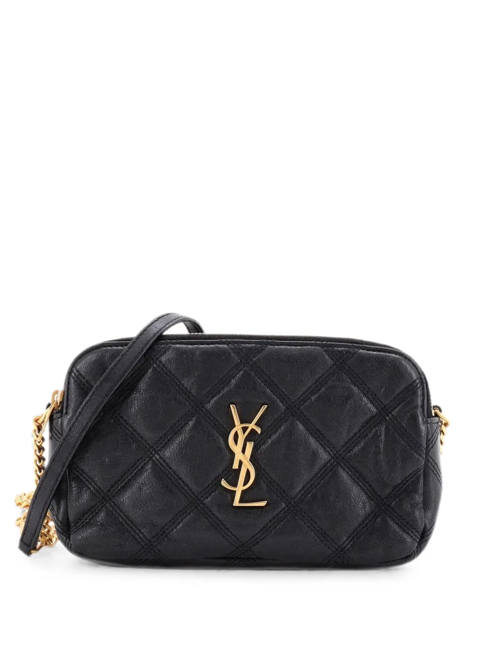 Saint Laurent Pre-Owned Becky Double Zip Quilted Leather Mini crossbody bag - Nero