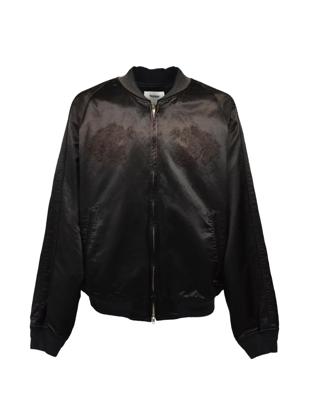 Doublet Bomberjacke in Satinoptik mit Logo - Schwarz