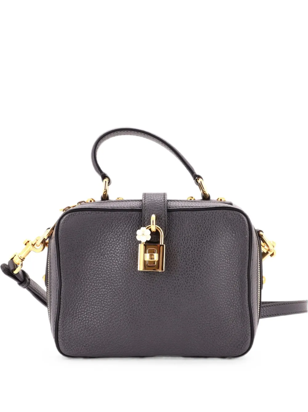 Pre-owned Dolce & Gabbana Treasure Box Bag Leather Small Satchel In Grey