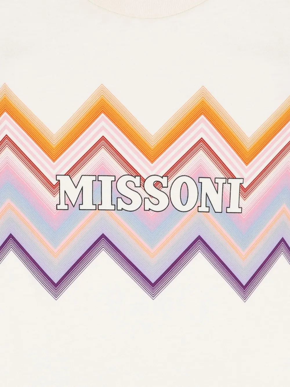 Missoni Kids T-shirt met zigzag-print en logo-print Beige