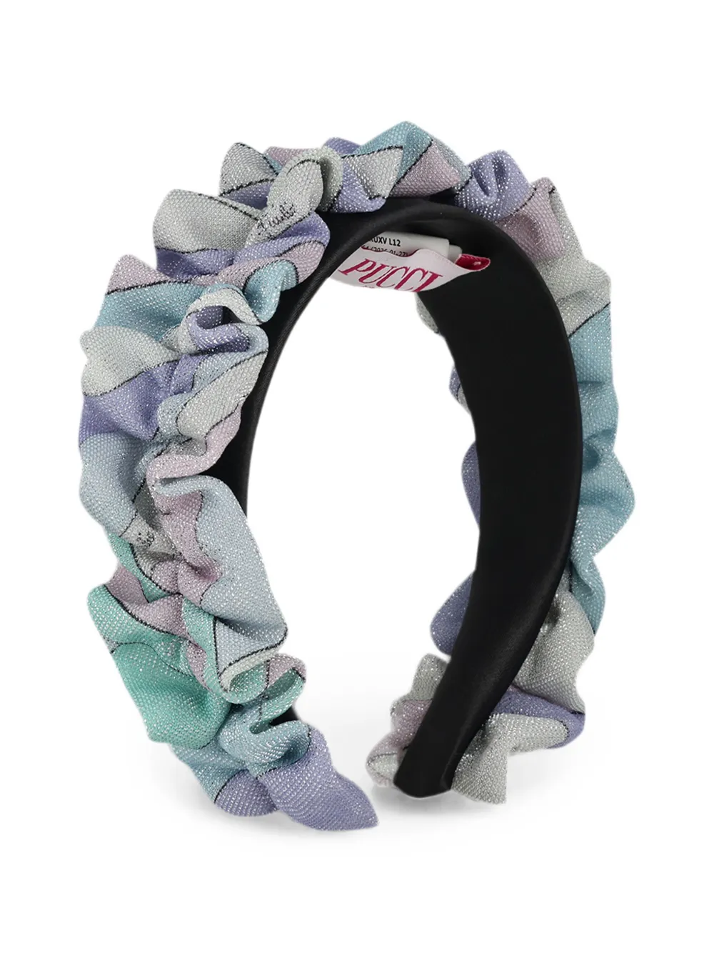 PUCCI Junior ruffled metallic-effect headband Blauw