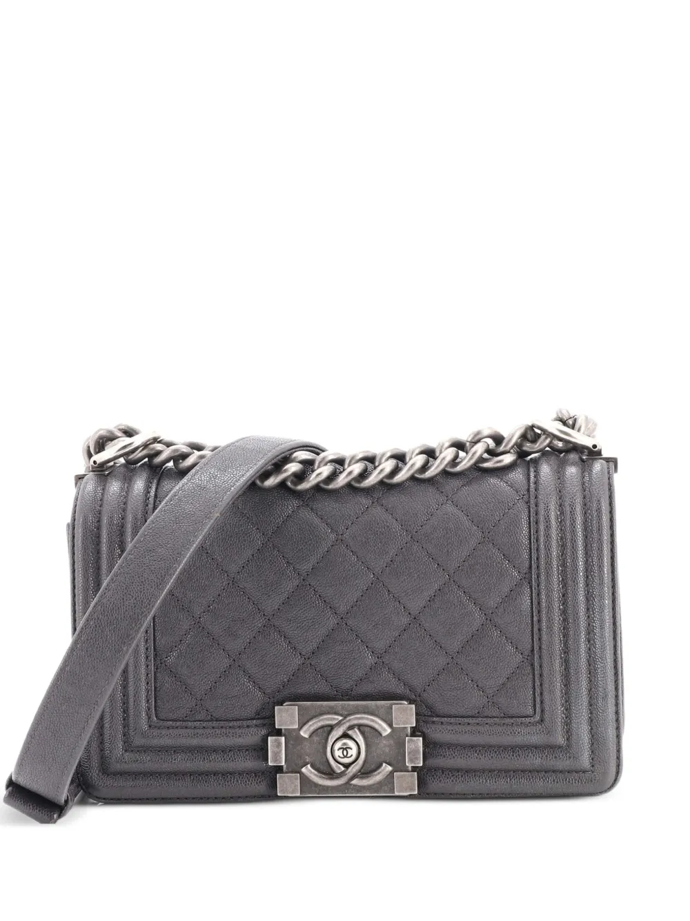 CHANEL Pre-Owned Boy Flap Bag Quilted Caviar Small crossbody bag - Grigio