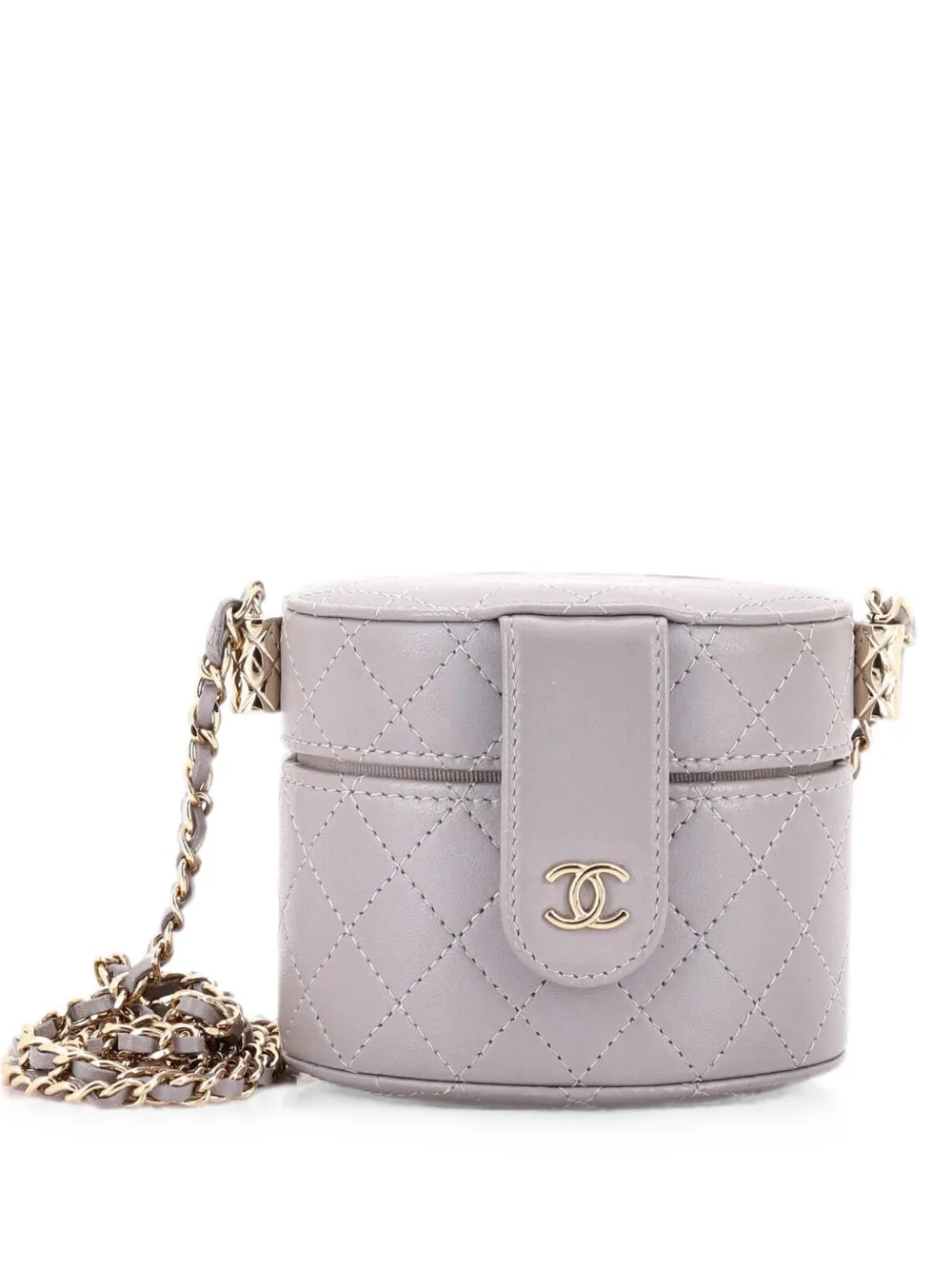 CHANEL Pre-Owned CC Allure Vanity Case with Chain Quilted Lambskin Mini crossbody bag - Grigio
