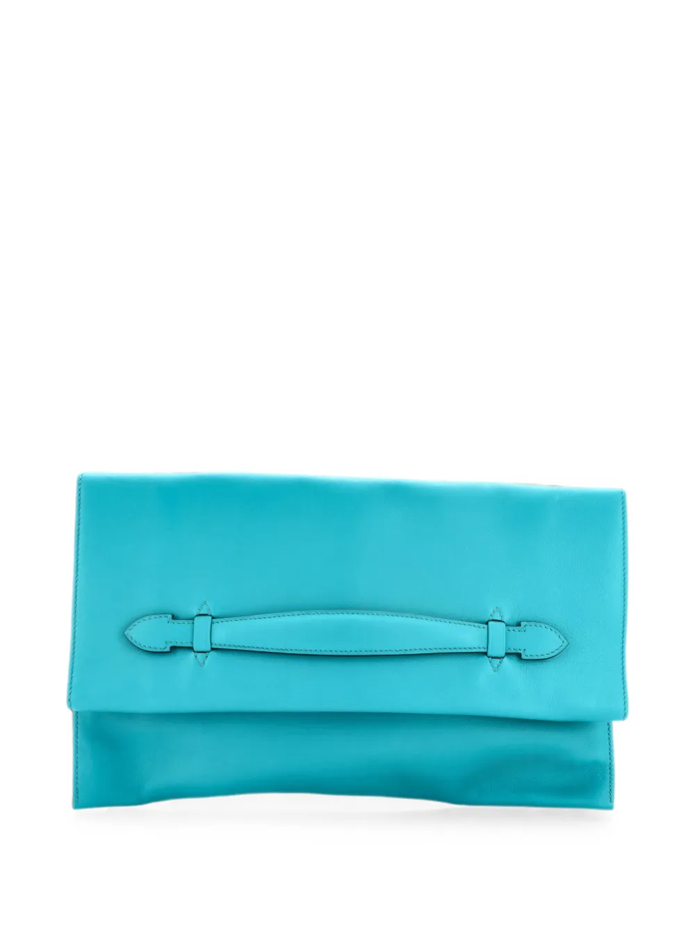 Pre-owned Hermes Pliplat Evercolor Clutch Bag In Blue