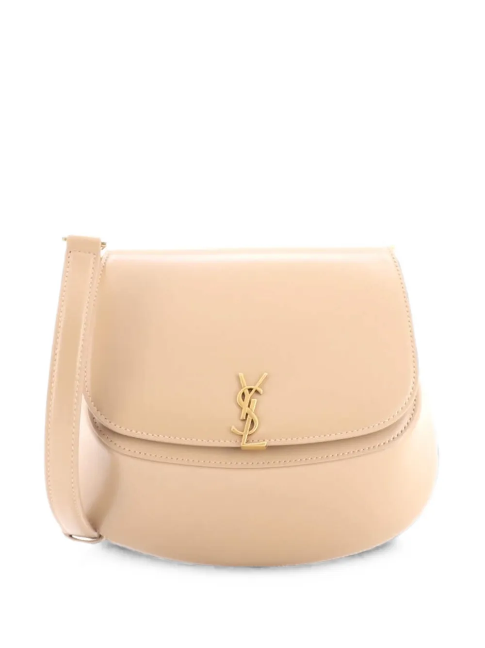 Pre-owned Saint Laurent Voltaire Top Handle Bag Leather Mini Satchel In Neutrals