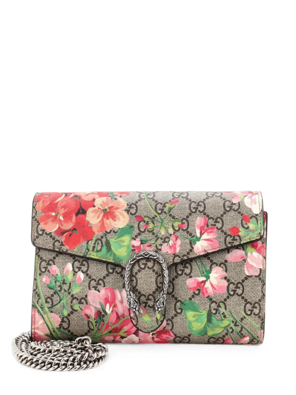 Gucci Pre-Owned Dionysus Chain Wallet Blooms Print GG Coated Canvas Small crossbody bag - Brown