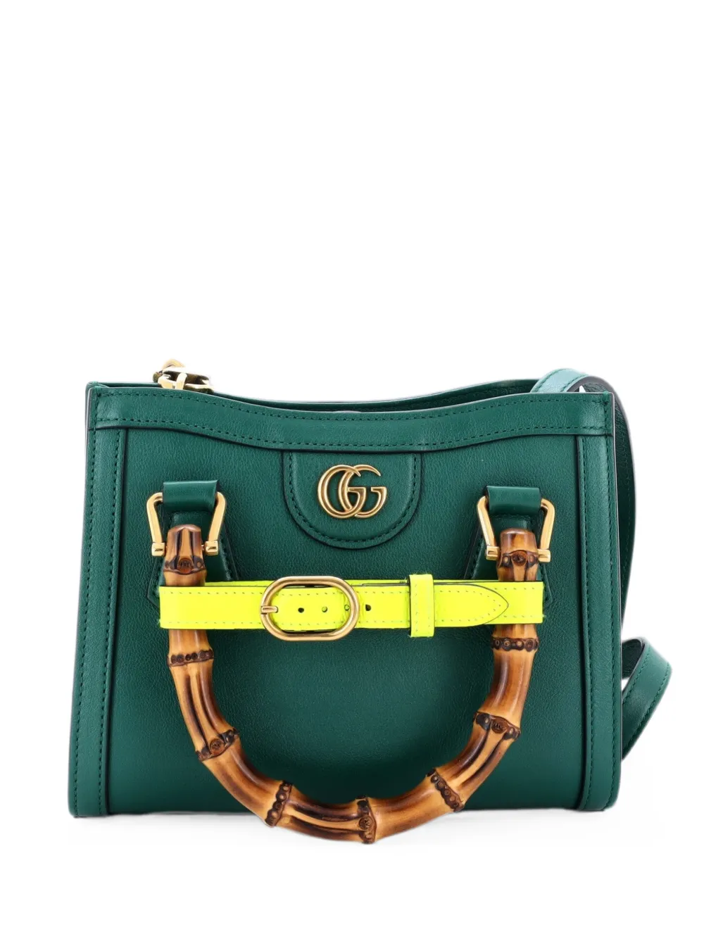 Gucci Pre-Owned Diana NM Bamboo Handle Tote Leather Mini crossbody bag - Green