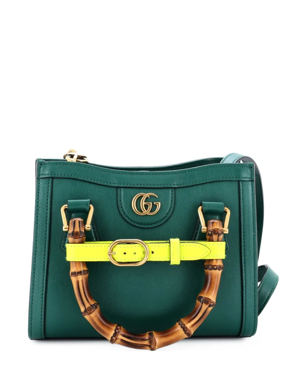 Gucci Pre-Owned Diana NM Bamboo Handle Tote Leather Mini crossbody bag - Verde