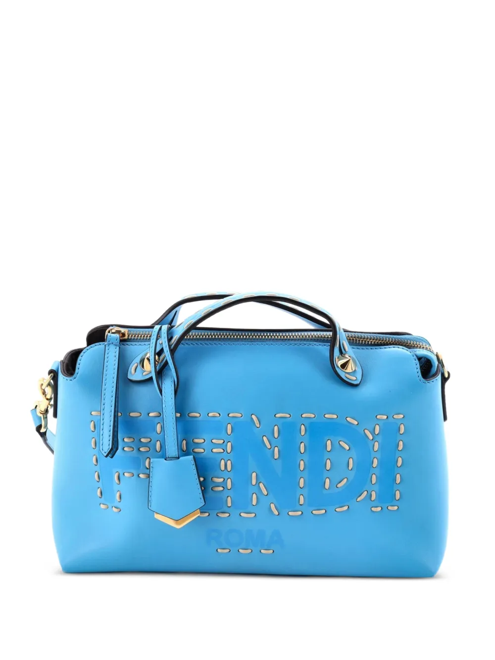 Fendi Pre-Owned Logo By The Way Stitched Leather Medium satchel - Blu