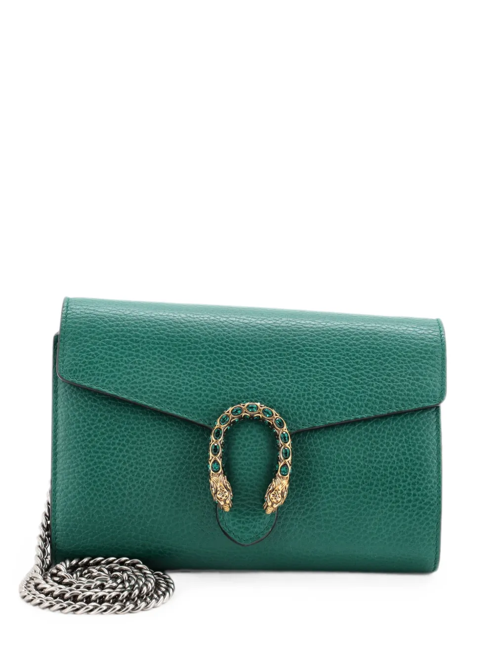 Gucci Pre-Owned Dionysus Chain Wallet Leather with Embellished Detail Small crossbody bag - Verde