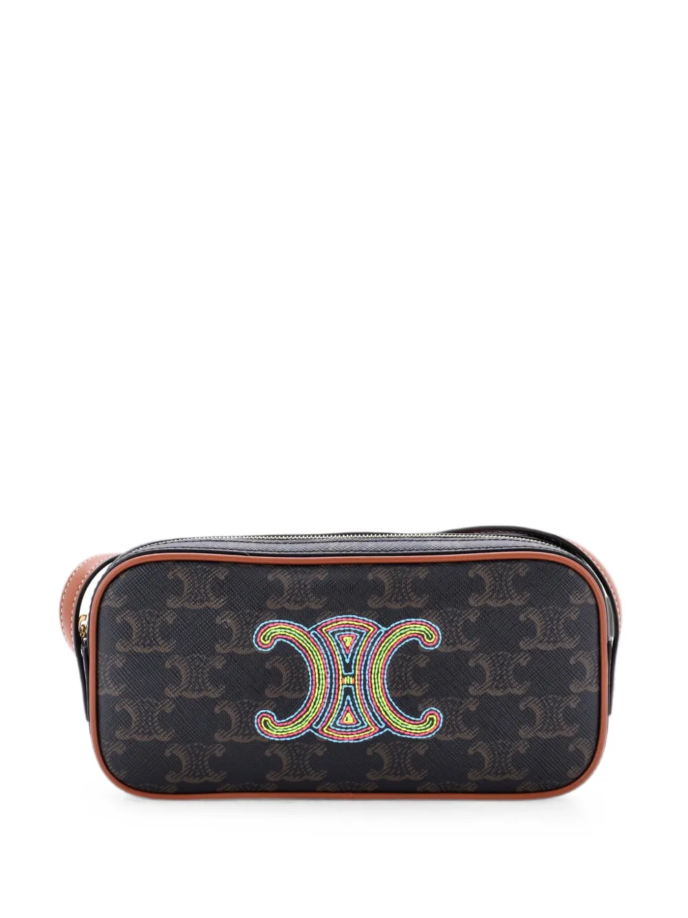 Celine Pre-Owned Cuir Triomphe Camera Embroidered Triomphe Coated Canvas with Leather Small shoulder bag - Brown