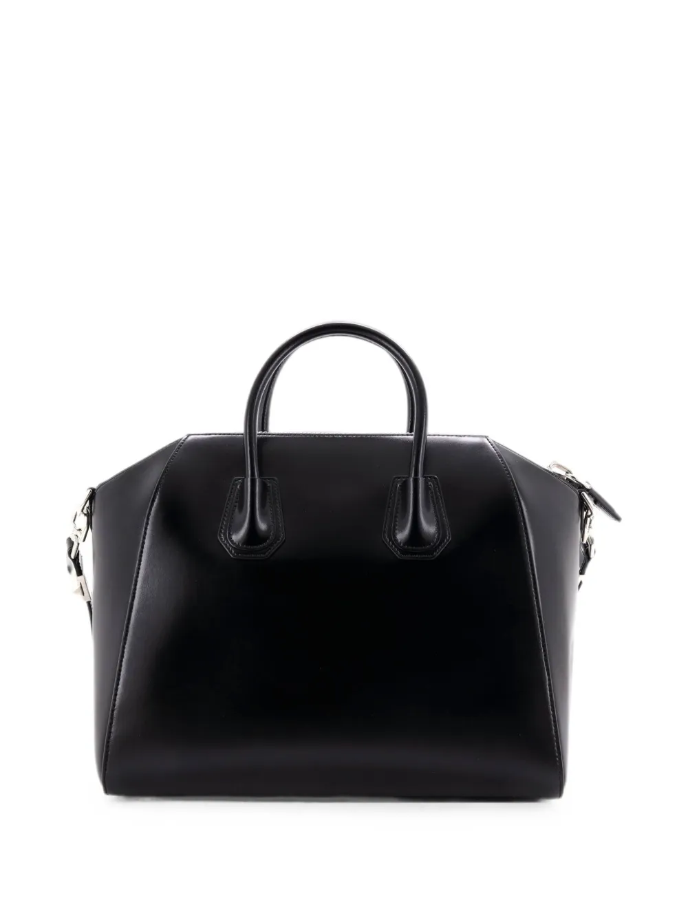 Pre-owned Givenchy Antigona Bag Glazed Leather Medium Satchel In Black