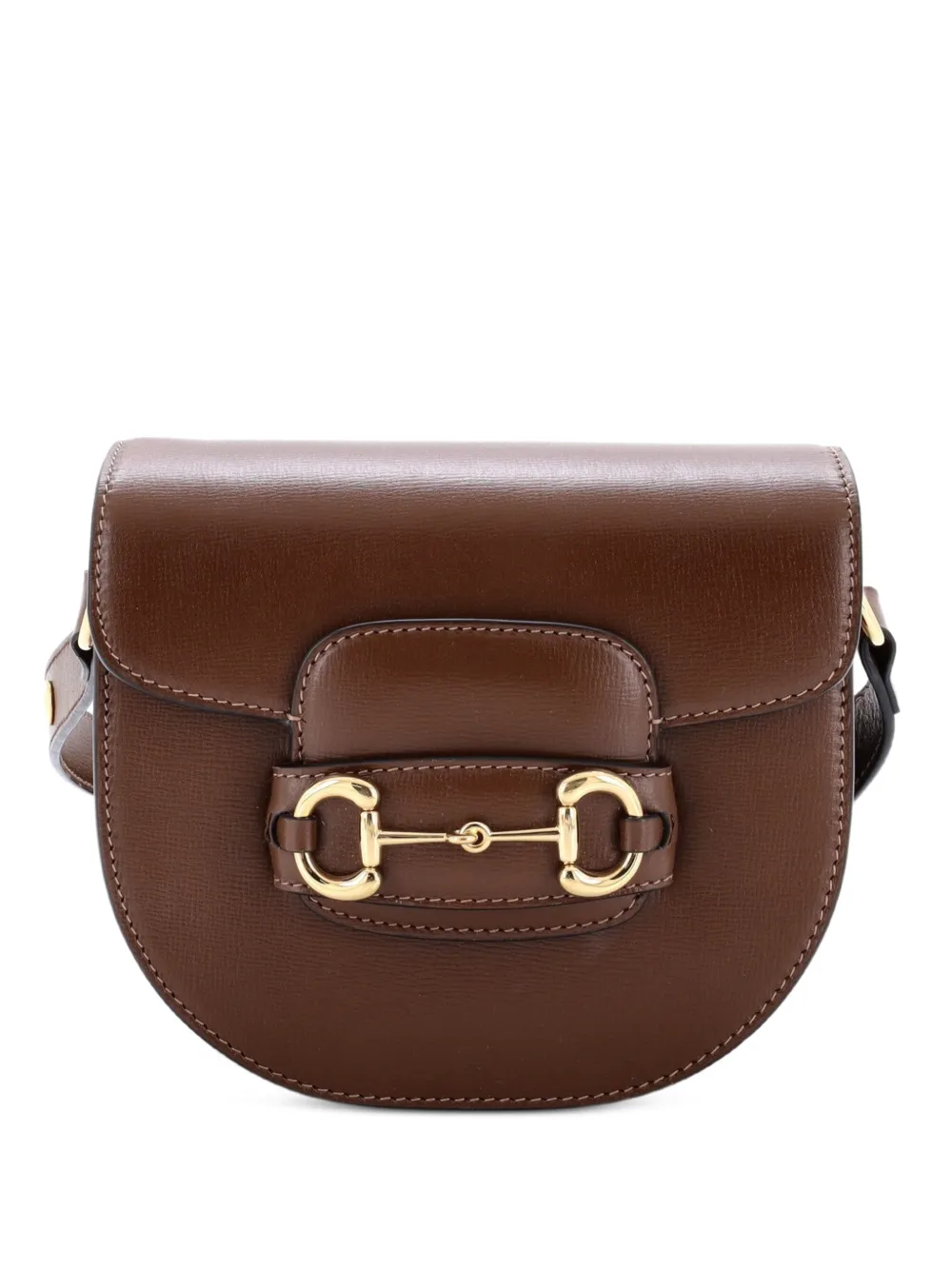 Gucci Pre-Owned Horsebit 1955 Rounded Shoulder Bag Leather Mini crossbody bag - Marrone